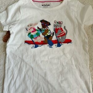 Mini Boden White Kids Surf Animal Appliqué T-Shirt 6/7